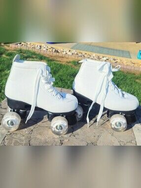 XUDREZ Classic White Quad Roller Skates Size 37 US Women 6.5 High Top Outdoor